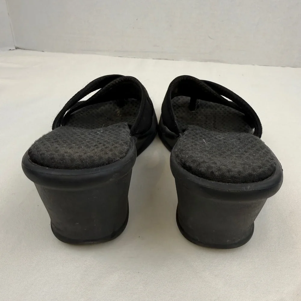 Y2K Vintage Skechers Cali Black Wedge Sandals Platform Thong Slides Size 6